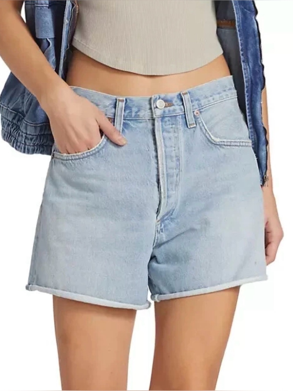 AGOLDE WOMEN'S DEE HIGH-RISE DENIM SHORTS SIZE 30 $148